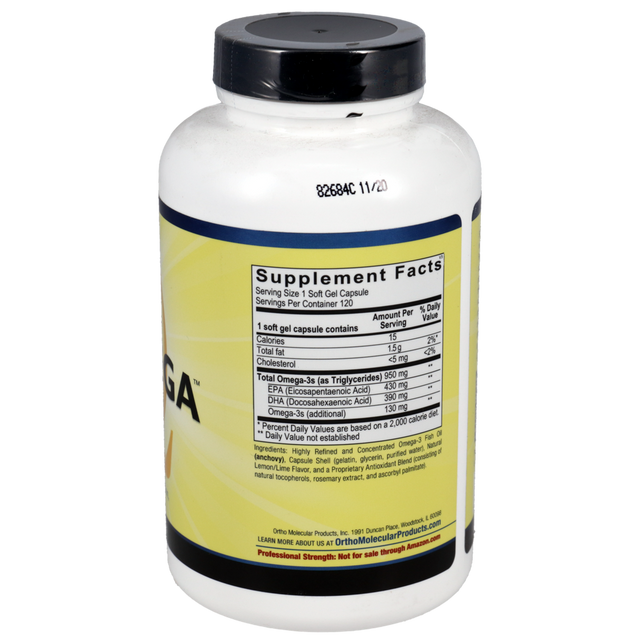 Ortho Molecular Orthomega® 820 EPA & DHA Omega-3 Support (120 Softgels)