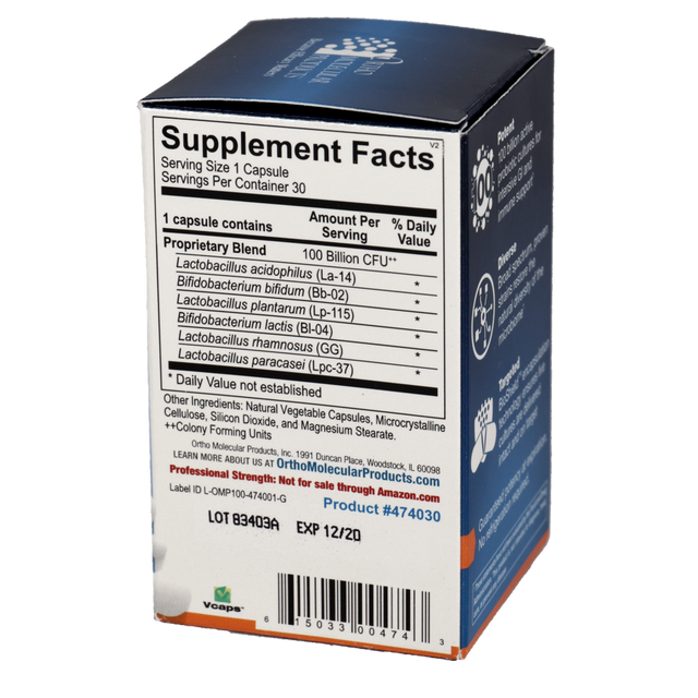 Ortho Molecular Ortho Biotic 100 Billion Probiotic Digestive & Immune Support (60 Capsules)