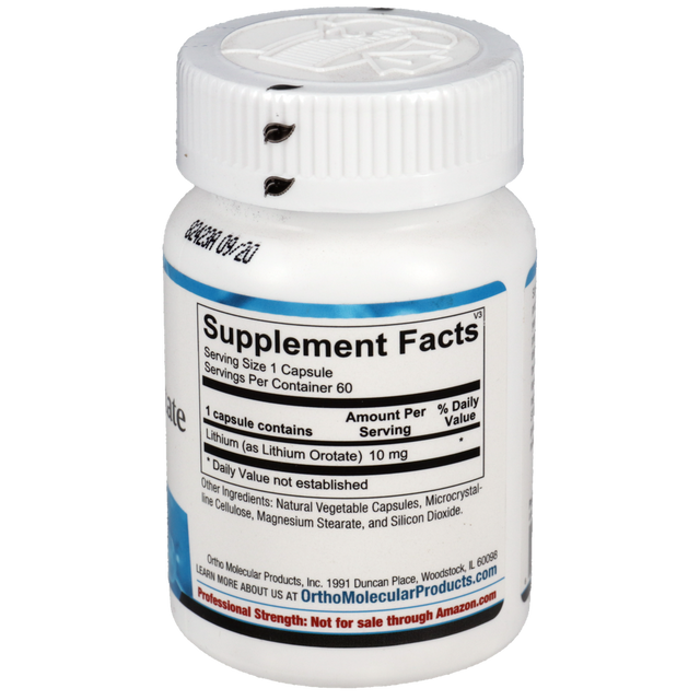 Ortho Molecular Products Lithium Orotate Mood & Wellness Support (60 Capsules, 10 mg)
