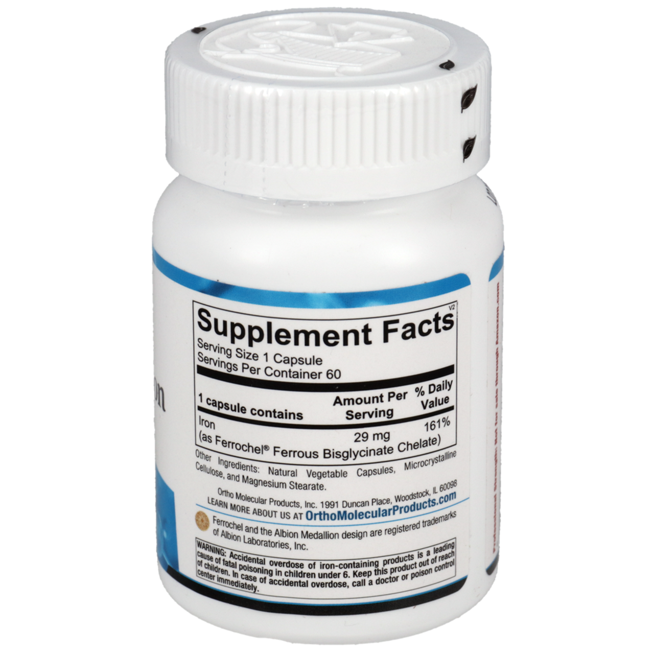 Ortho Molecular Reacted Iron Gentle Iron & Energy Support (60 Capsules)