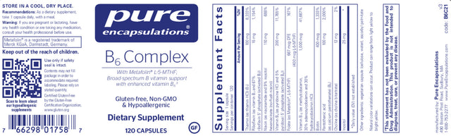 Pure Encapsulations B6 Complex Broad-Spectrum B Vitamin Support (120 Capsules)