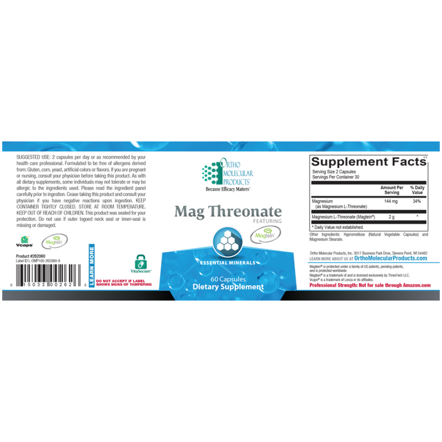 Ortho Molecular Mag Threonate 60 Capsules