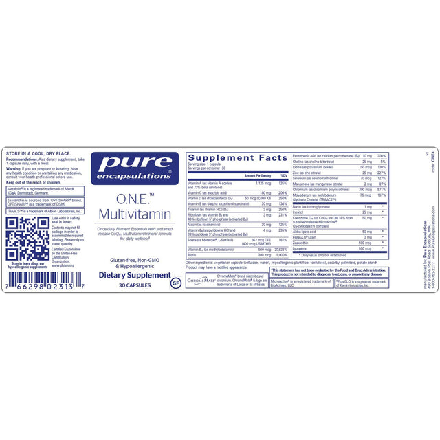 Pure Encapsulations O.N.E. Multivitamin Daily Wellness Formula (60 Capsules)