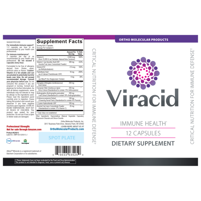 Ortho Molecular Viracid 120 Capsules