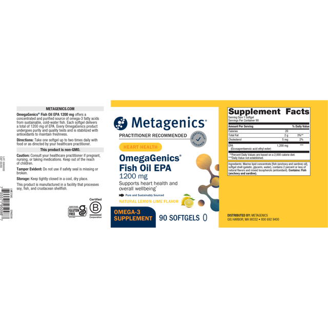 Metagenics OmegaGenics® Fish Oil EPA 1200 mg Heart & Metabolic Support (90 Capsules)