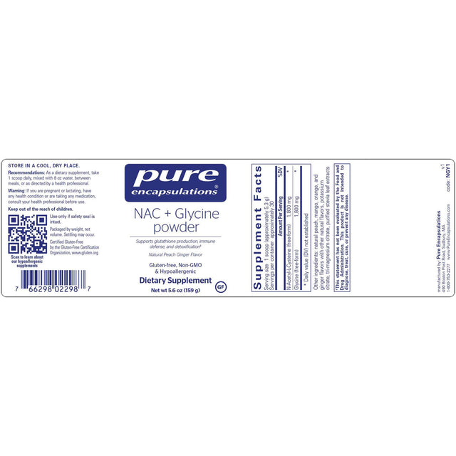 Pure Encapsulations NAC + Glycine Powder Antioxidant & Cellular Support (5.6 oz)