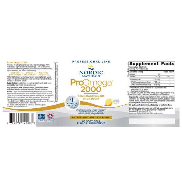 Nordic Naturals ProOmega® 2000 EPA & DHA Omega-3 Support (60 Softgels)