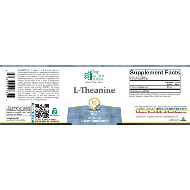 Ortho Molecular L-Theanine 60 Capsules