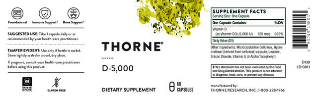 Thorne Vitamin D 5,000 IU – 60 Capsules