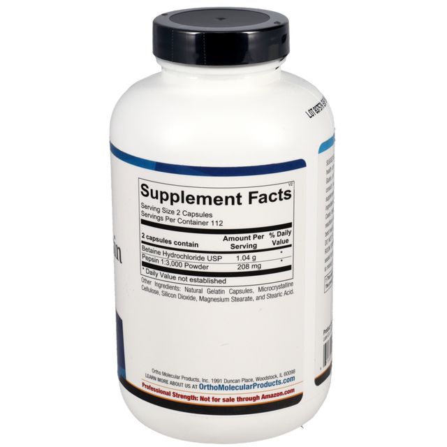 Ortho Molecular Betaine & Pepsin 225 Capsules