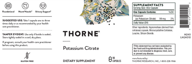 Thorne Potassium Citrate – 90 Capsules