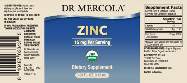 Dr. Mercola Zinc Liquid Drops Immune & Metabolic Support