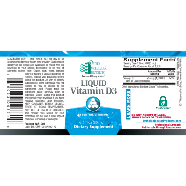 Ortho Molecular Liquid Vitamin D3 60