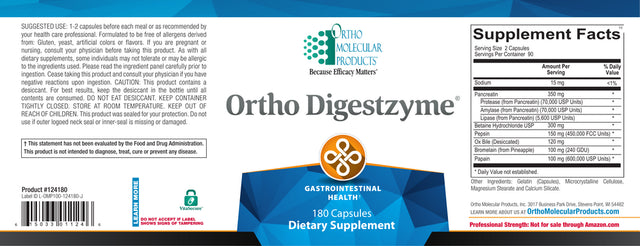 Ortho Molecular Digestzyme 180 Capsules