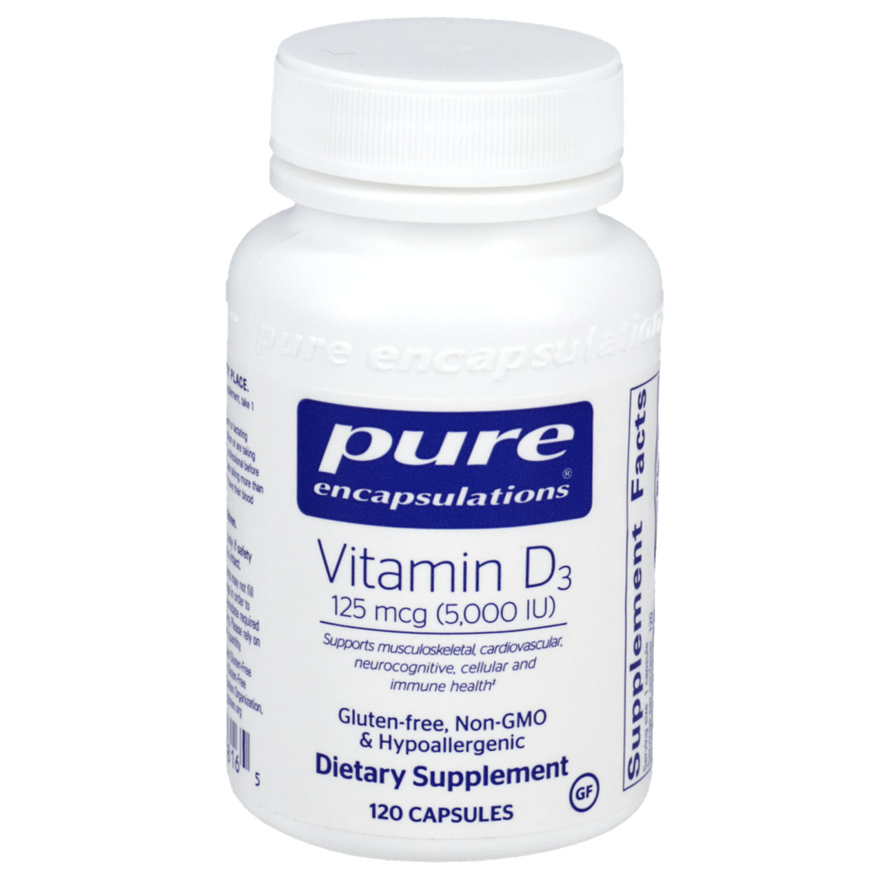 Pure Encapsulations Vitamin D3 125 mcg (5,000 IU) Daily Wellness Support (120 Capsules)