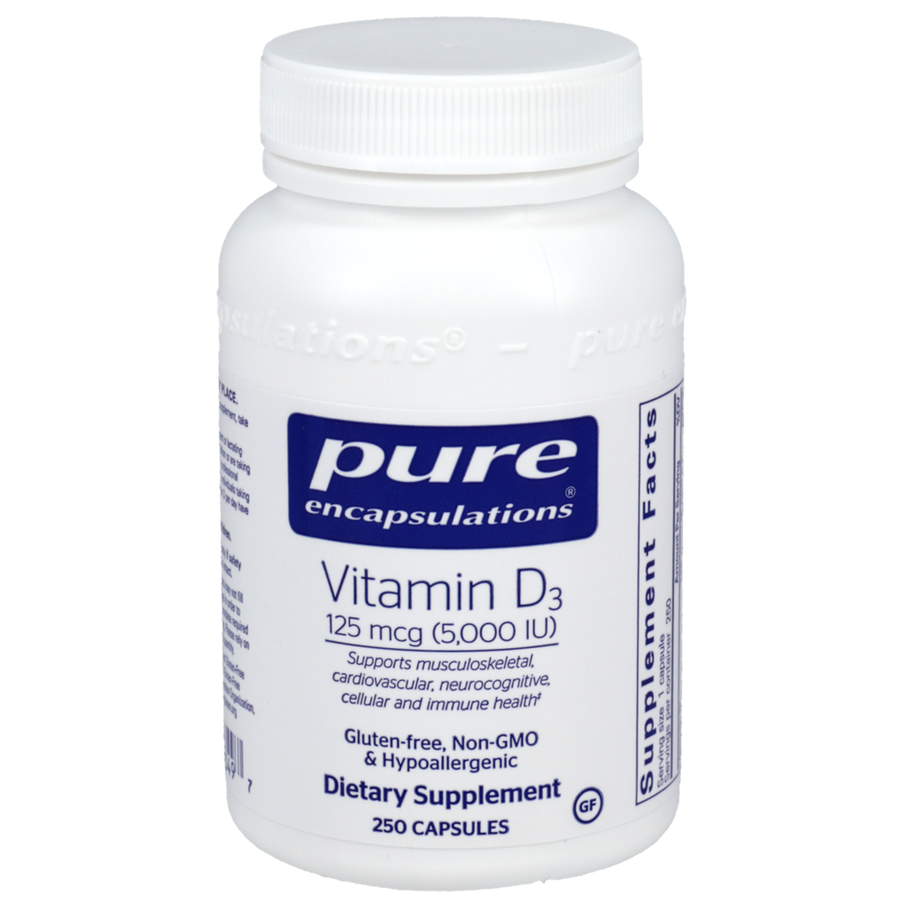 Pure Encapsulations Vitamin D3 125 mcg (5,000 IU) Daily Wellness Support (120 Capsules)