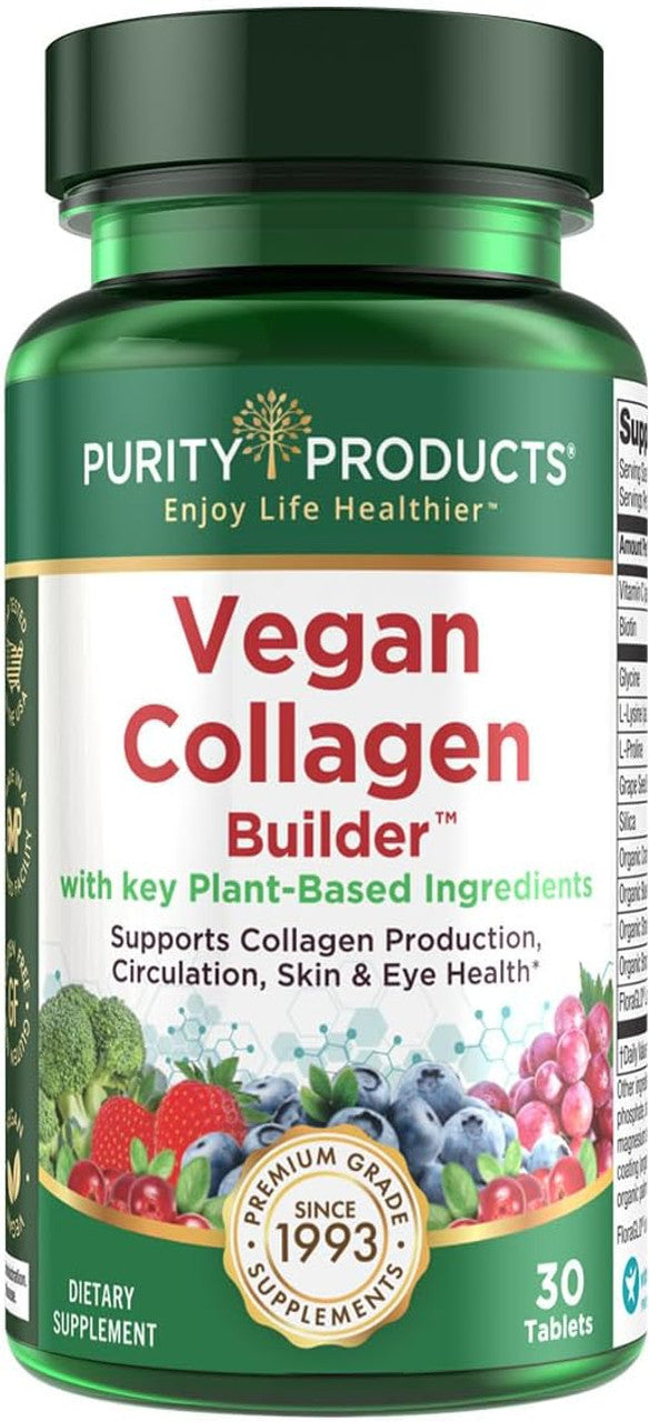 Purity Products Vegan Collagen Builder Plant-Based Connective Tissue Support (30 Capsules)
