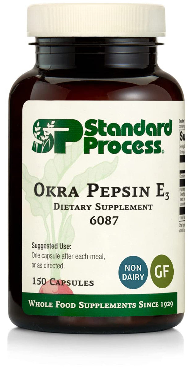 Standard Process Okra Pepsin E3 – Digestive Wellness Support (150 Capsules)