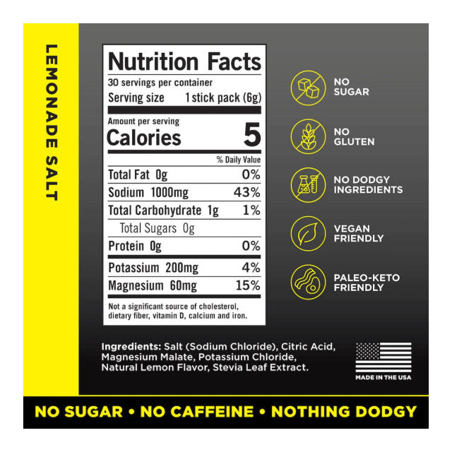 LMNT Zero Sugar Electrolytes Lemonade 18-Count