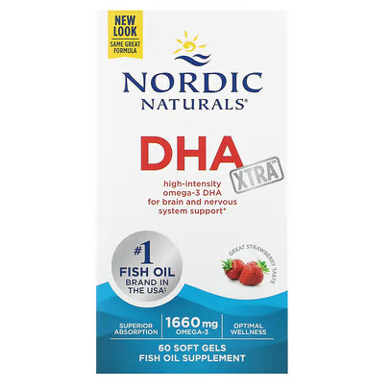 Nordic Naturals DHA Xtra Strawberry Omega-3 Brain & Cognitive Support (60 Softgels)