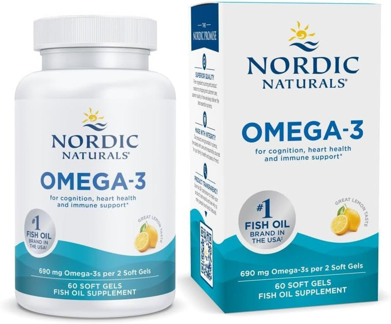 Nordic Naturals Lemon Omega-3 Cardiovascular & Cognitive Support (60 Softgels)