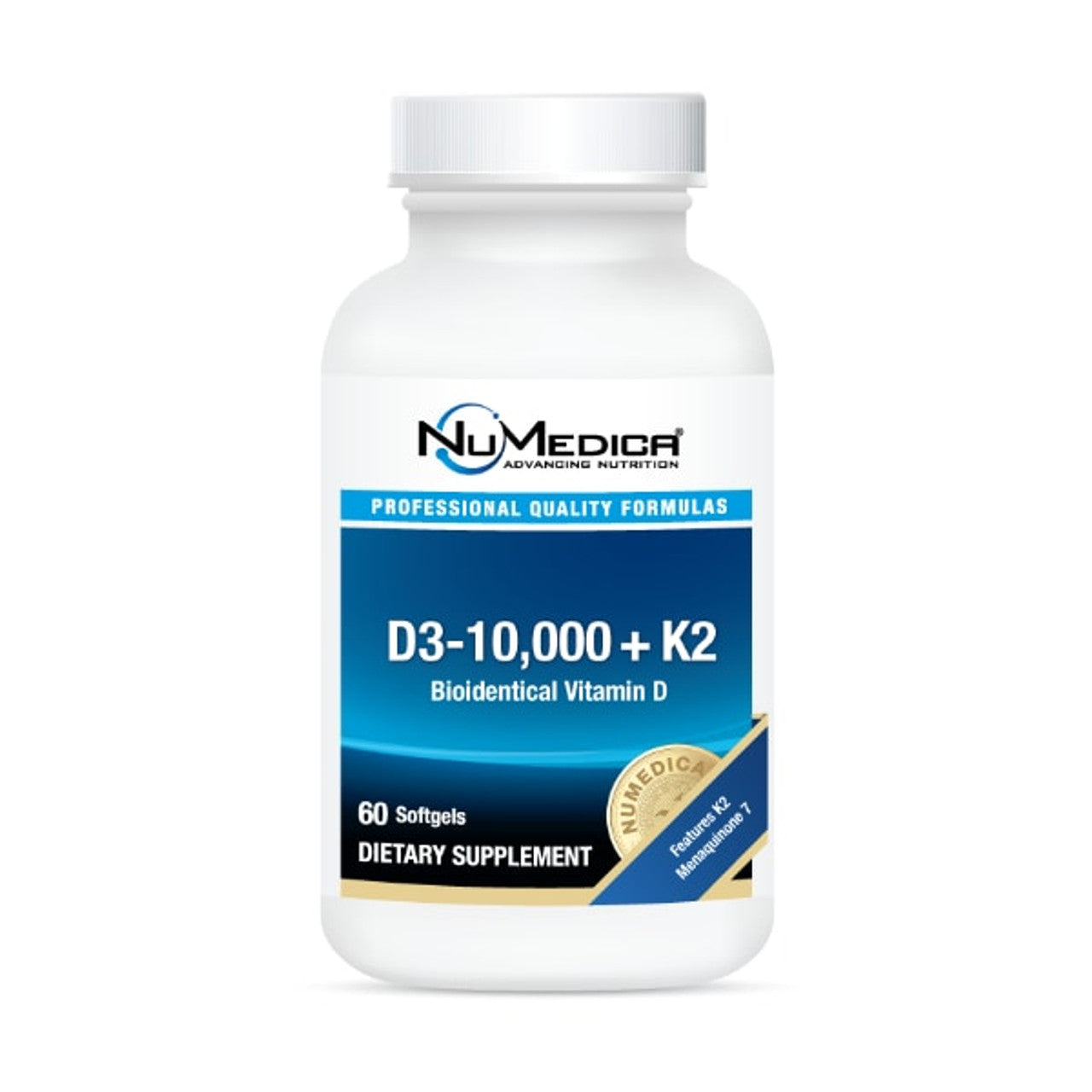 NuMedica D3-10,000 IU + K2 Bone & Cardiometabolic Support (60 Softgels)